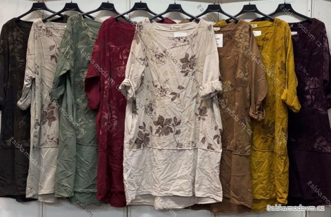 Šaty voľnočasové dlhý rukáv dámske nadrozmer (48/50/52 ONE SIZE) TALIANSKA MÓDA IMC26311