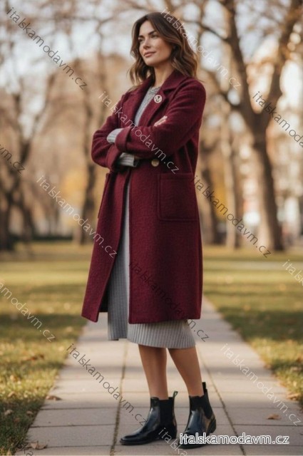 Kabát teplý dlhý rukáv dámsky nadrozmer (46/48/50 ONE SIZE) TALIANSKA MÓDA IMD26130