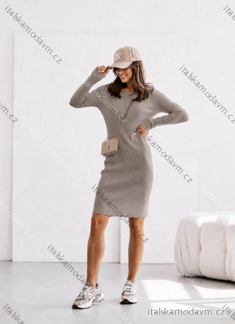 Šaty úpletové dlhý rukáv dámske (S/M/L ONE SIZE) TALIANSKA MÓDA IMD26138