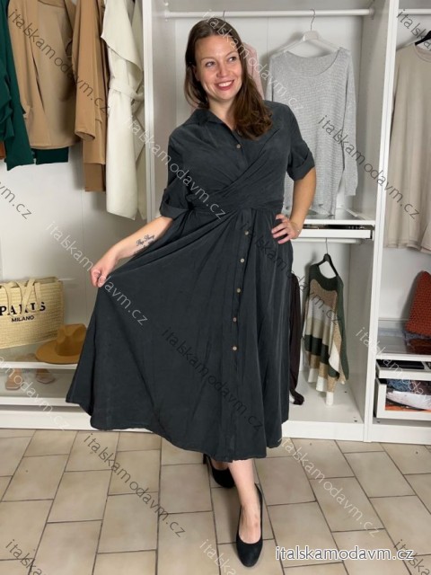 Šaty dlhé košilové 3/4 dlouhý rukáv dámske KAJETANA (S/M/L ONE SIZE) TALIANSKA MÓDA IMSM2600019