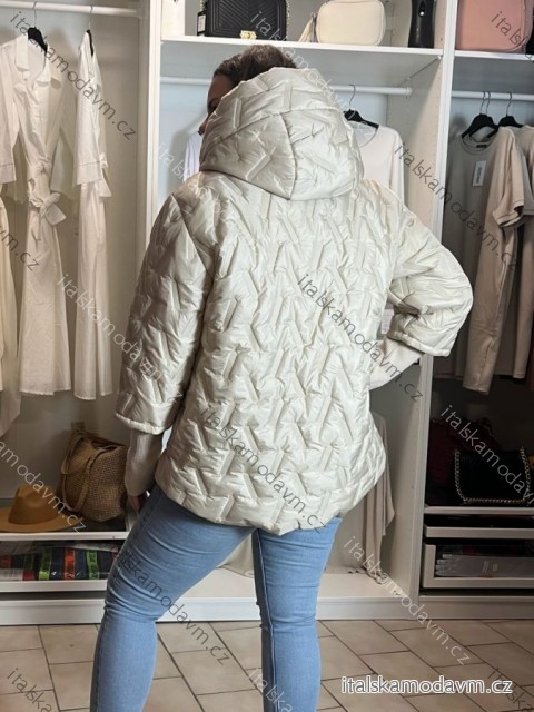 Bunda šusťáková oversize dlhý rukáv dámska nadrozmer ( 44/46/48 ONE SIZE) TALIANSKA MÓDA IMC261012/DUR 44/46/48 béžová