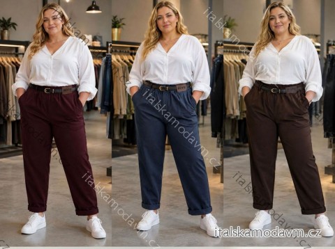 Nohavice dlhé s opaskom dámske nadrozmer (42/44/46 ONE SIZE) TALIANSKA MÓDA IM4260327