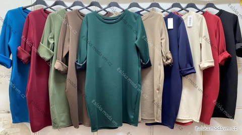 Šaty elegantný dlhý rukáv dámske nadrozmer (48/50/52 ONE SIZE) TALIANSKA MÓDA IMC26330