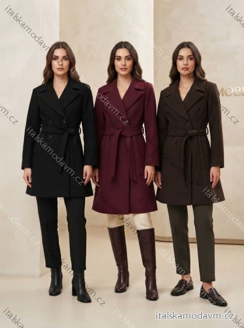 Kabát teplý s opaskom dlhý rukáv dámsky (S/M/L ONE SIZE) TALIANSKA MÓDA IMC261008