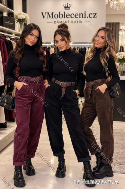 Nohavice dlhé manžestrové s páskem dámske (S/M/L ONE SIZE) TALIANSKA MÓDA IMSM2626204