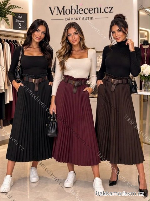 Sukňa dlhá skladaná s opaskom dámska (S/M/L ONE SIZE) TALIANSKA MÓDA IM326036/DUR¨