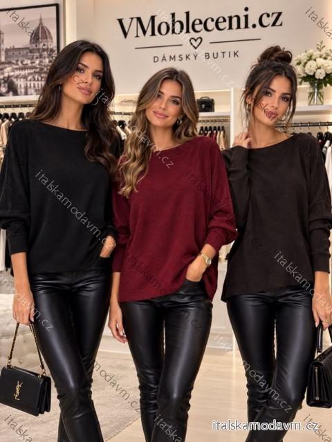 Mikina dlhý rukáv dámska (S/M/L ONE SIZE) TALIANSKA MÓDA IMSM26725/DUR S/M/L čierna