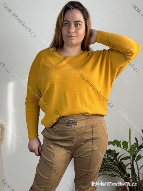 Sveter tenký dlhý rukáv dámsky nadrozmer (54/56/58 ONE SIZE) TALIANSKA MODA IM724336