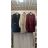Mikina prodloužená s kapucí na zip dlouhý rukáv dámská nadrozměr (52/54/56 ONE SIZE) ITALSKÁ MÓDA IM426081/DUR sv. hnědá 52/54/56