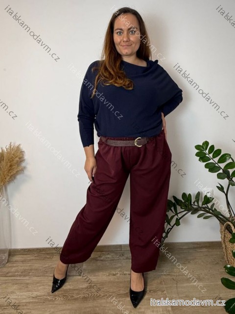 Nohavice dlhé s opaskom dámske nadrozmer (44/46/48 ONE SIZE) TALIANSKA MÓDA IM426265/DUR