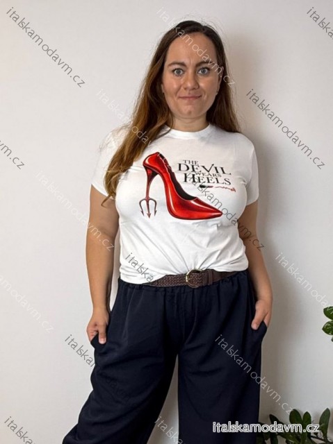 Tričko krátký rukáv dámské (L/XL ONE SIZE) ITALSKÁ IMHMM26002/DUR L / XL biela