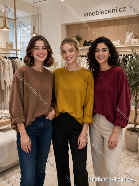 Mikina oversize dlhý rukáv dámska (S/M/L ONE SIZE) TALIANSKA MÓDA IMSM26723/DUR S/M/L vínová