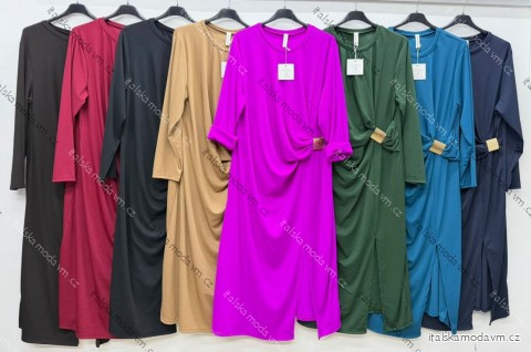 Šaty elegantní dlouhý rukáv dámské nadrozměr (52/54/56 ONE SIZE) ITALSKÁ MÓDA IM426347