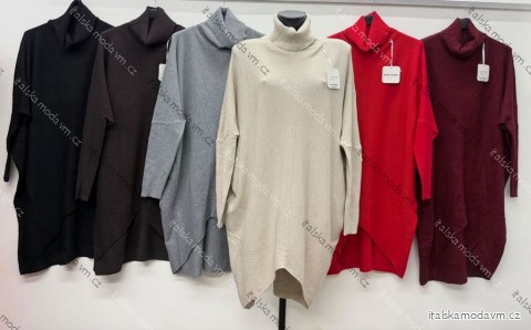Šaty úpletové s rolákom dlhý rukáv dámske nadrozmer (54/56/58 ONE SIZE) TALIANSKA MÓDA IM426352