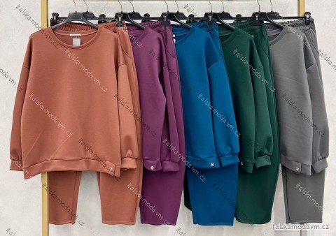 Souprava elegantní halenka a kalhoty dámské nadrozměr (50/52/54 ONE SIZE) ITALSKÁ MÓDA IM426353