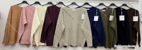 Svetr teplý dlouhý rukáv dámský nadrozměr (46/48/50 ONE SIZE) ITALSKÁ MÓDA IM426364