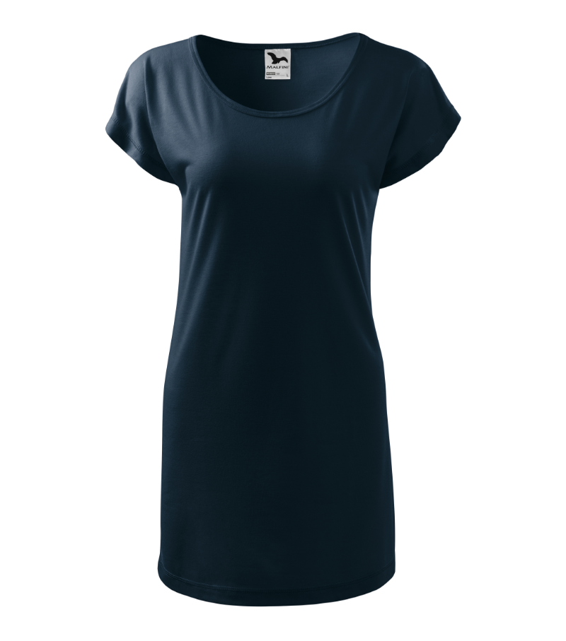 Šaty krátky rukáv dámske nadrozmer LOVE (XS-2XL) ADR26123/DUR 5XL tmavo modrá