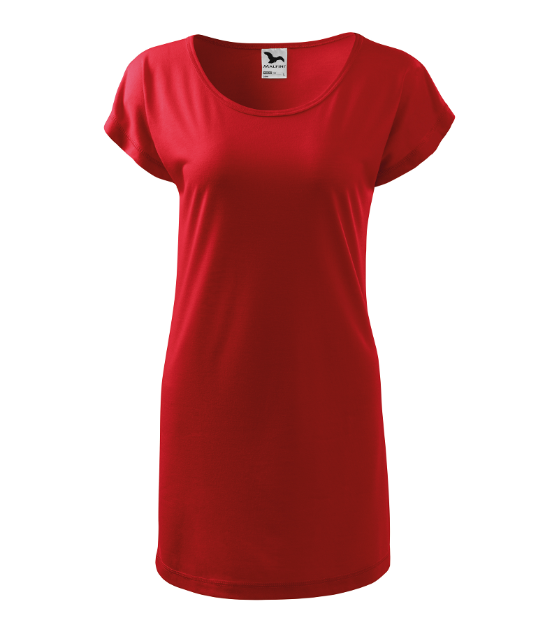 Šaty krátky rukáv dámske nadrozmer LOVE (XS-2XL) ADR26123/DUR S červená