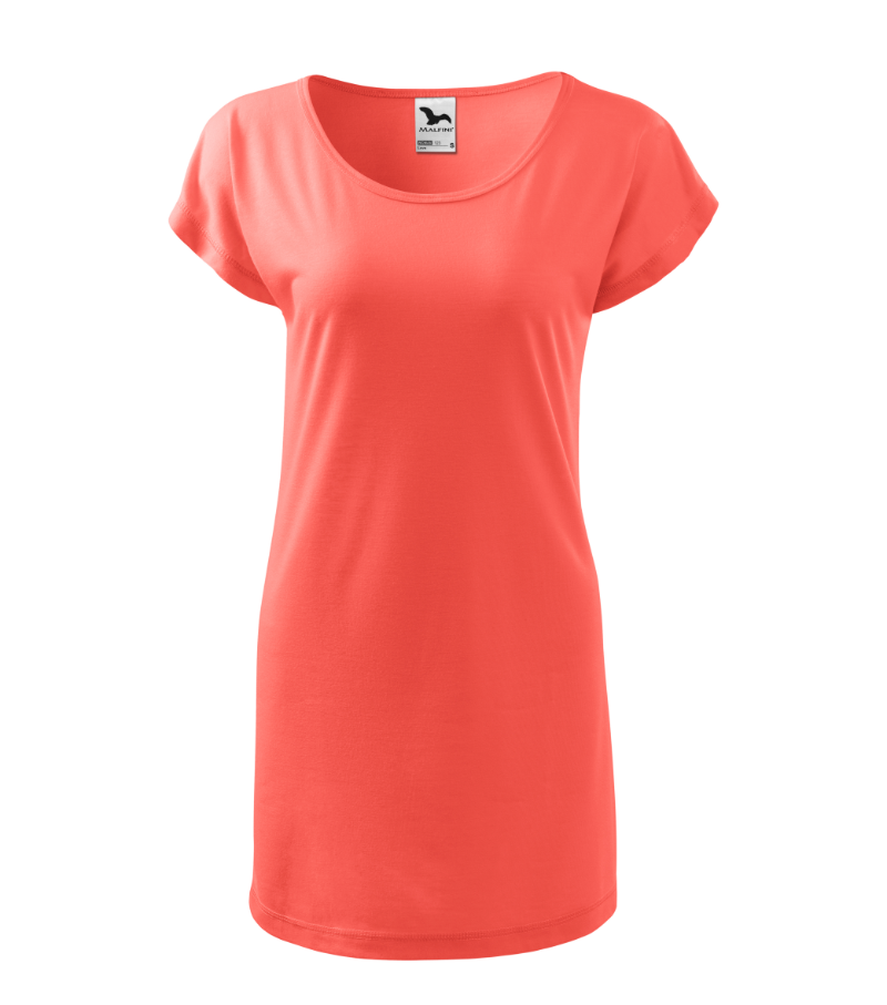 Šaty krátký rukáv dámské nadrozměr LOVE (XS-2XL) ADR26123/DUR XL oranžová lososová