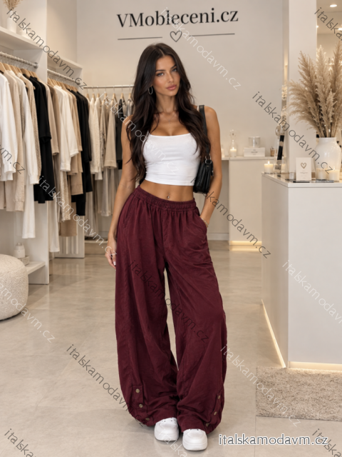 Nohavice manžestrové dlhé s páskem dámske (S/M/L ONE SIZE) TALIANSKA MÓDA IMSM2686353/DU