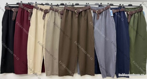Nohavice elegantné s opaskom dámske nadrozmer (46/48/50 ONE SIZE) TALIANSKA MÓDA IM426392