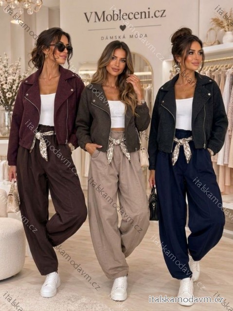 Bunda lehká na zip dlhý rukáv dámska (S/M/LONE SIZE) TALIANSKA MÓDA IMWDL26010/DUR S/M/L hnedá