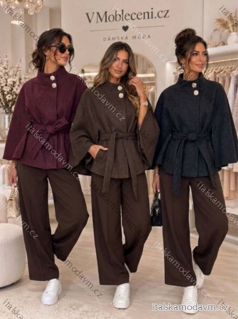 Kabátik oversize krátký dlhý rukáv dámske (S/M/L ONE SIZE) TALIANSKA MÓDA IMHMM2619203/DUR S/M/L hnedá